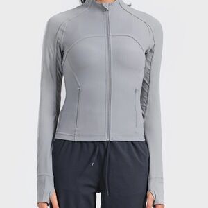 Lululemon Define Cropped Jacket Ribbed blue gray Nulu size 4